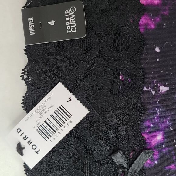 4X 26W Torrid Purple Hipster Panty Tie Dye Galaxy Space Wide Lace Band Mid Rise - Picture 5 of 7